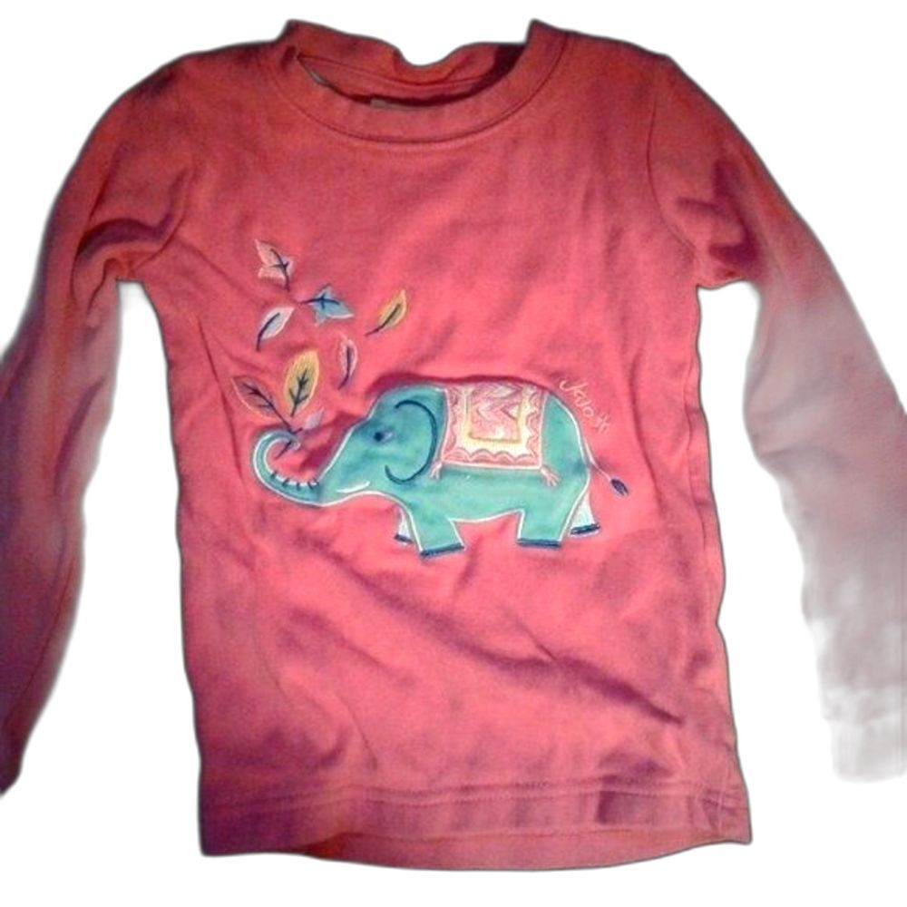 JoJo Maman Bebe 2 piece pajama Set Pink Teal Elephant Longsleeve Size 4-5 Years